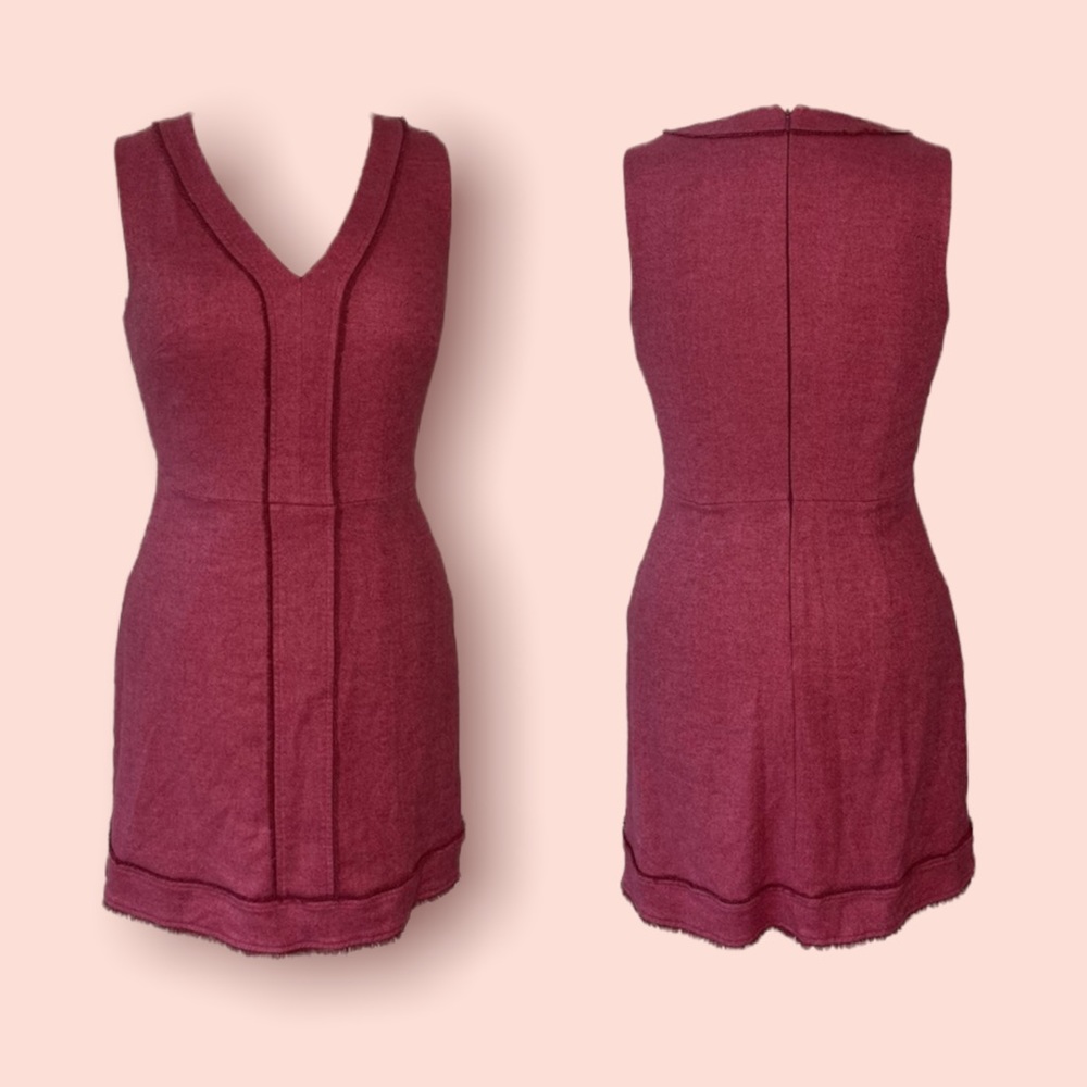 EUC Banana Republic Burgundy Herringbone Wool Sheath Dress 10